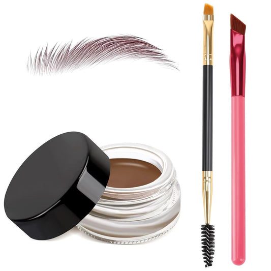 3 IN 1 Eyebrow Gel Kit With 2 Eyebrow Brushs,_High Pigment_,_Waterproof_,_Long Wearing_, Eyebrow Pomade For All Skin Tones, 03 chocolate