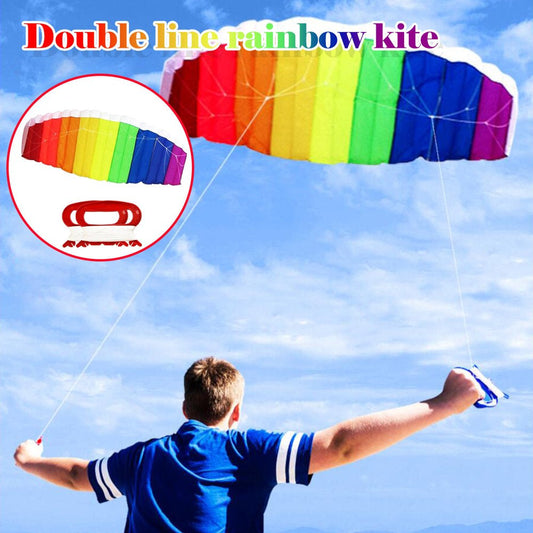 Wodofoxo Rainbow Kites for Children and Adults Dual Line Stunt Kids Kite with Handle Line