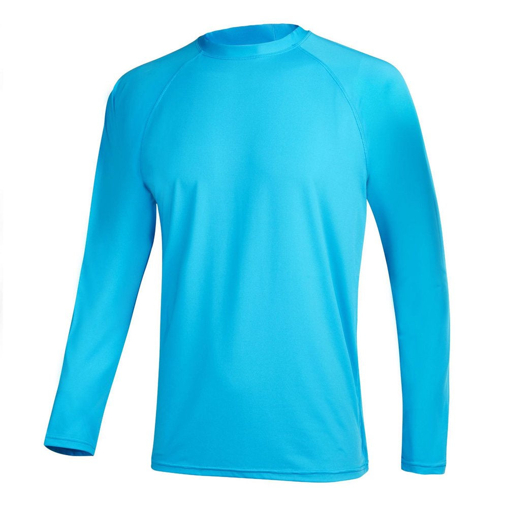 Yukaichen Men'S Long Sleeve Swim Shirts Rashguard UPF 50+ UV Sun Protection Shirt Athletic Workout Running Hiking T-Shirt Swimwear Blue L
