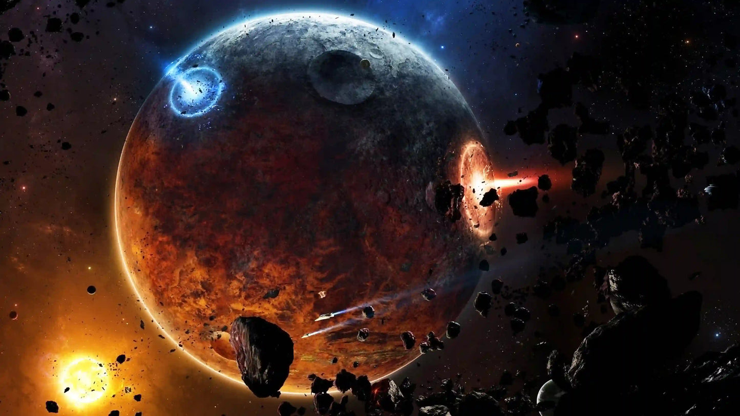 Asteroid Planet Explosion Wall Art, Glass Printing Wall Art