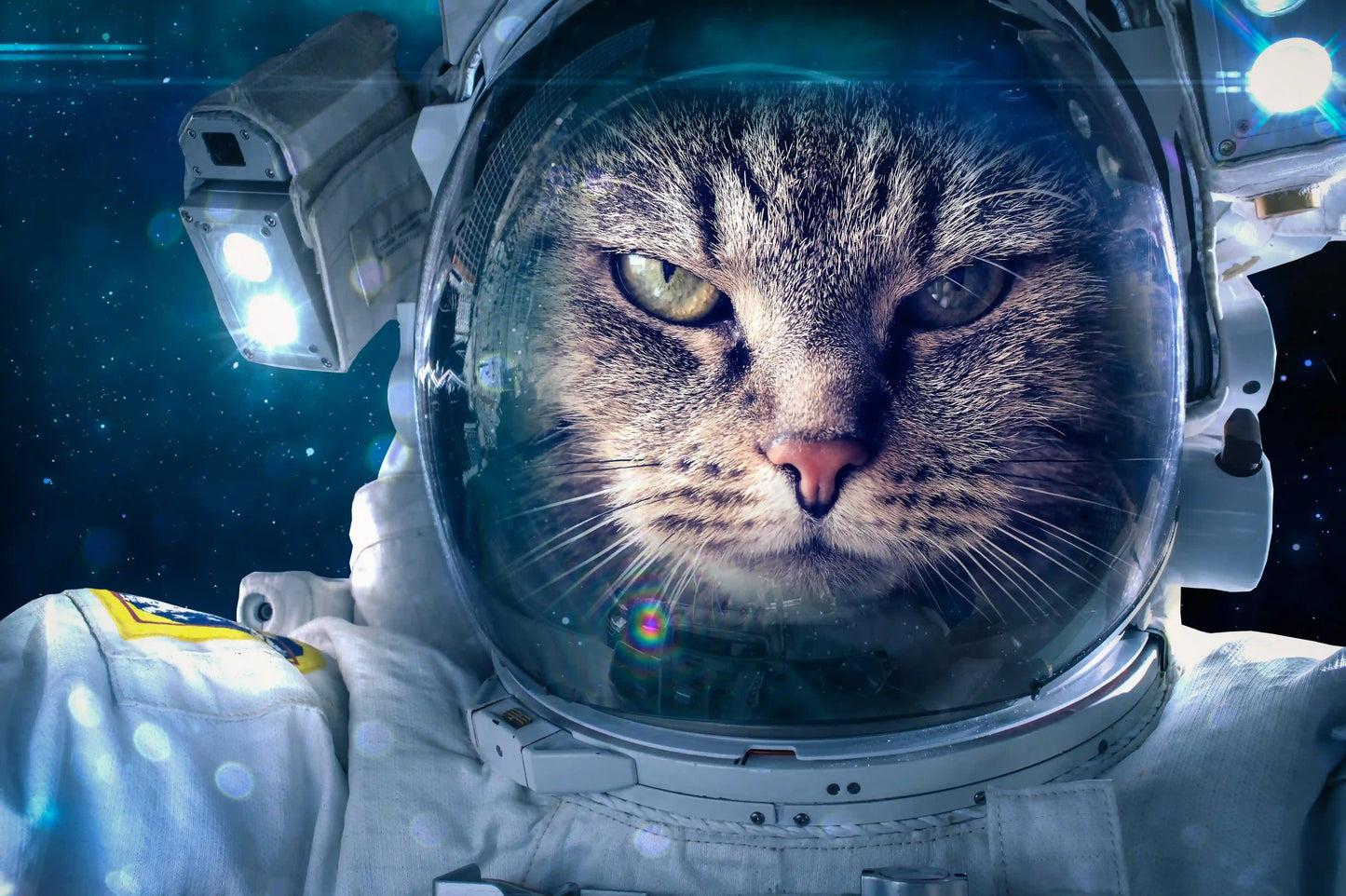 Astronaut Cat in Space Wall Art, Home Decor, Glass Wall Art