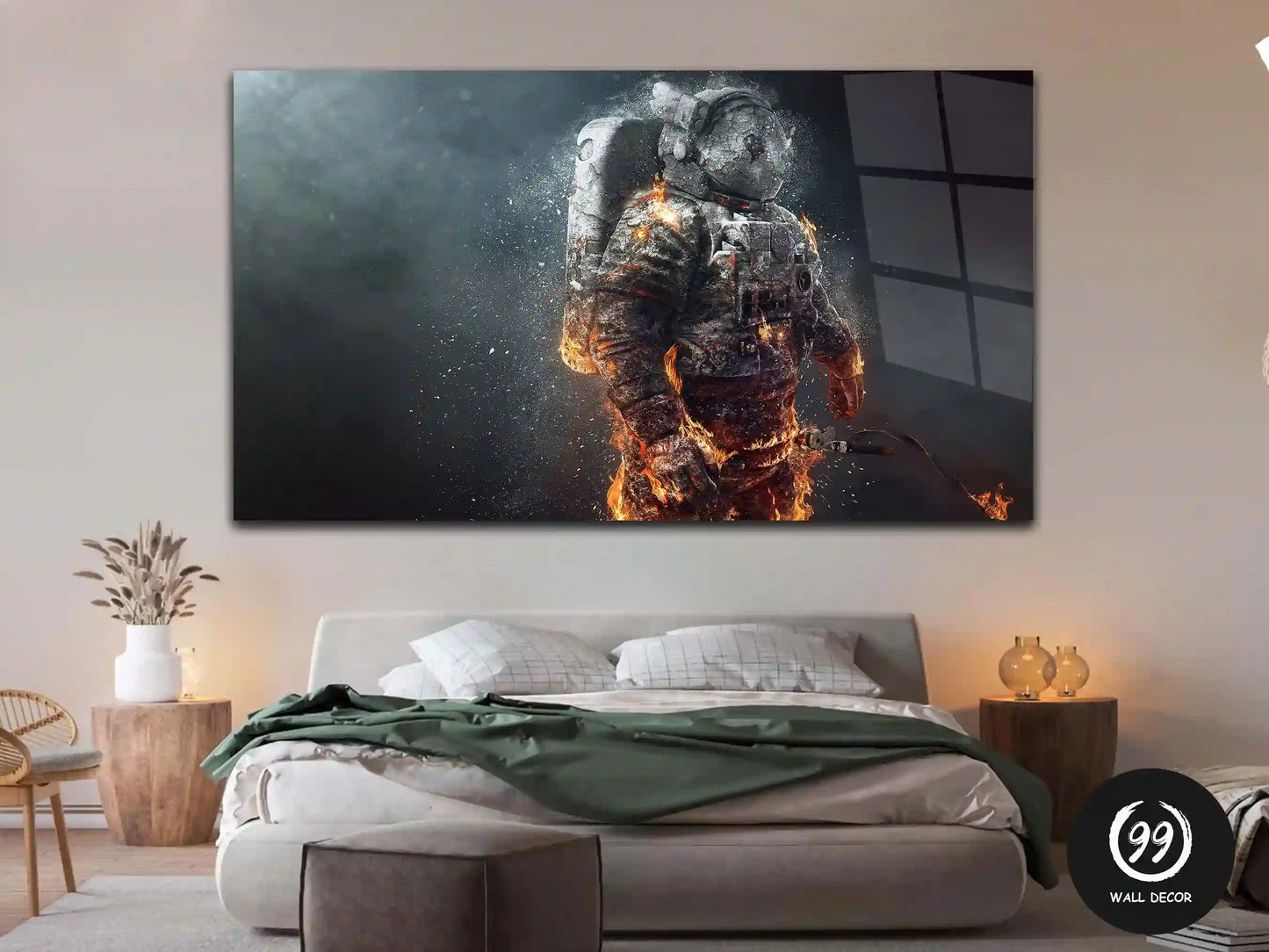 Astronaut On Fire, Wall Art, Glass Print Wall
