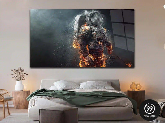 Astronaut On Fire, Wall Art, Glass Print Wall