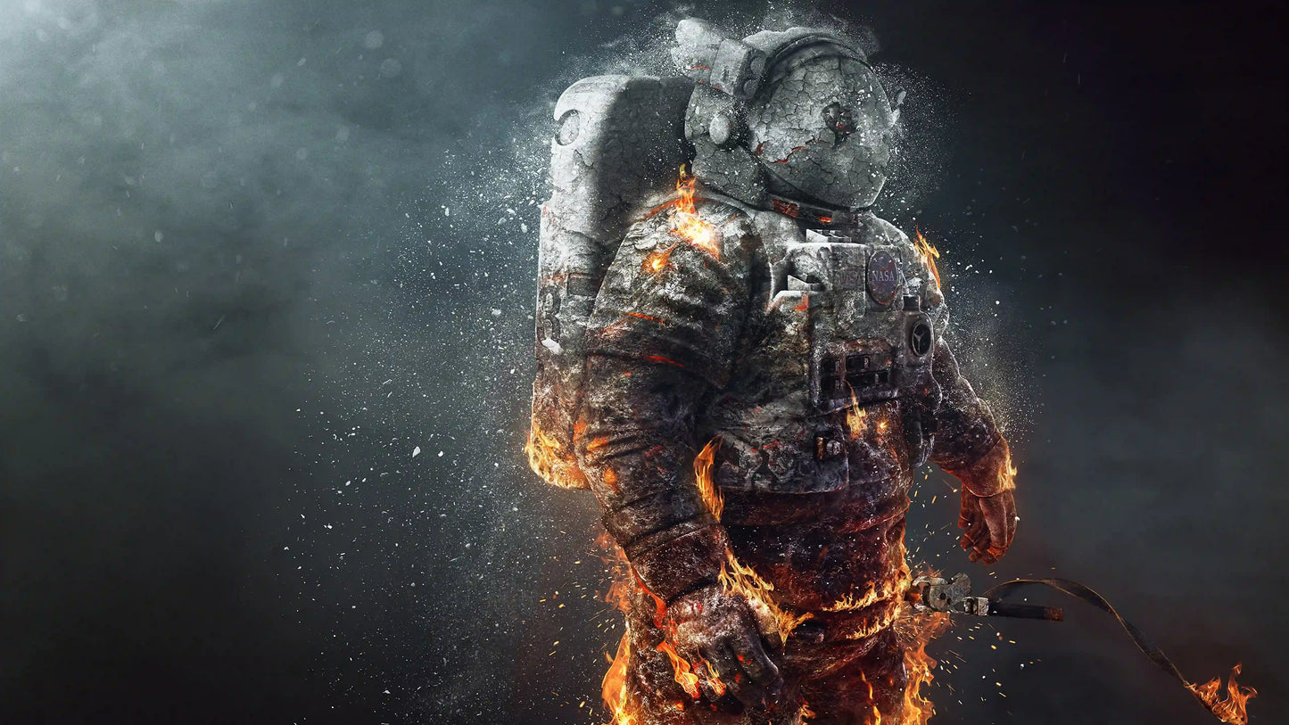 Astronaut On Fire, Wall Art, Glass Print Wall