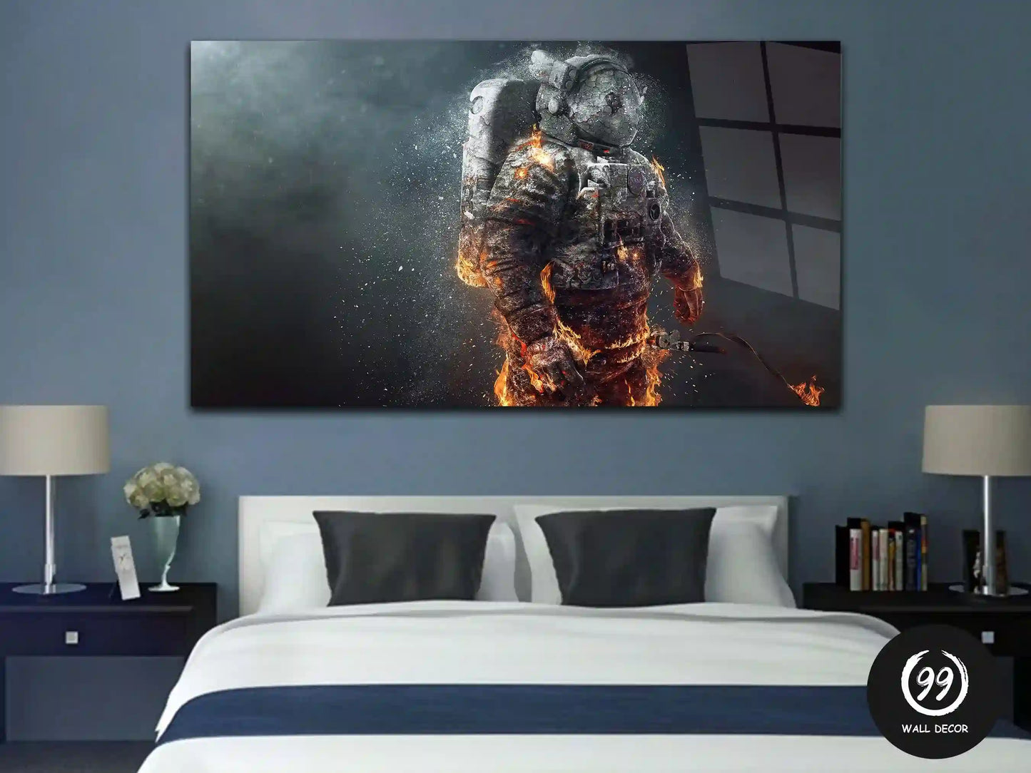 Astronaut On Fire, Wall Art, Glass Print Wall