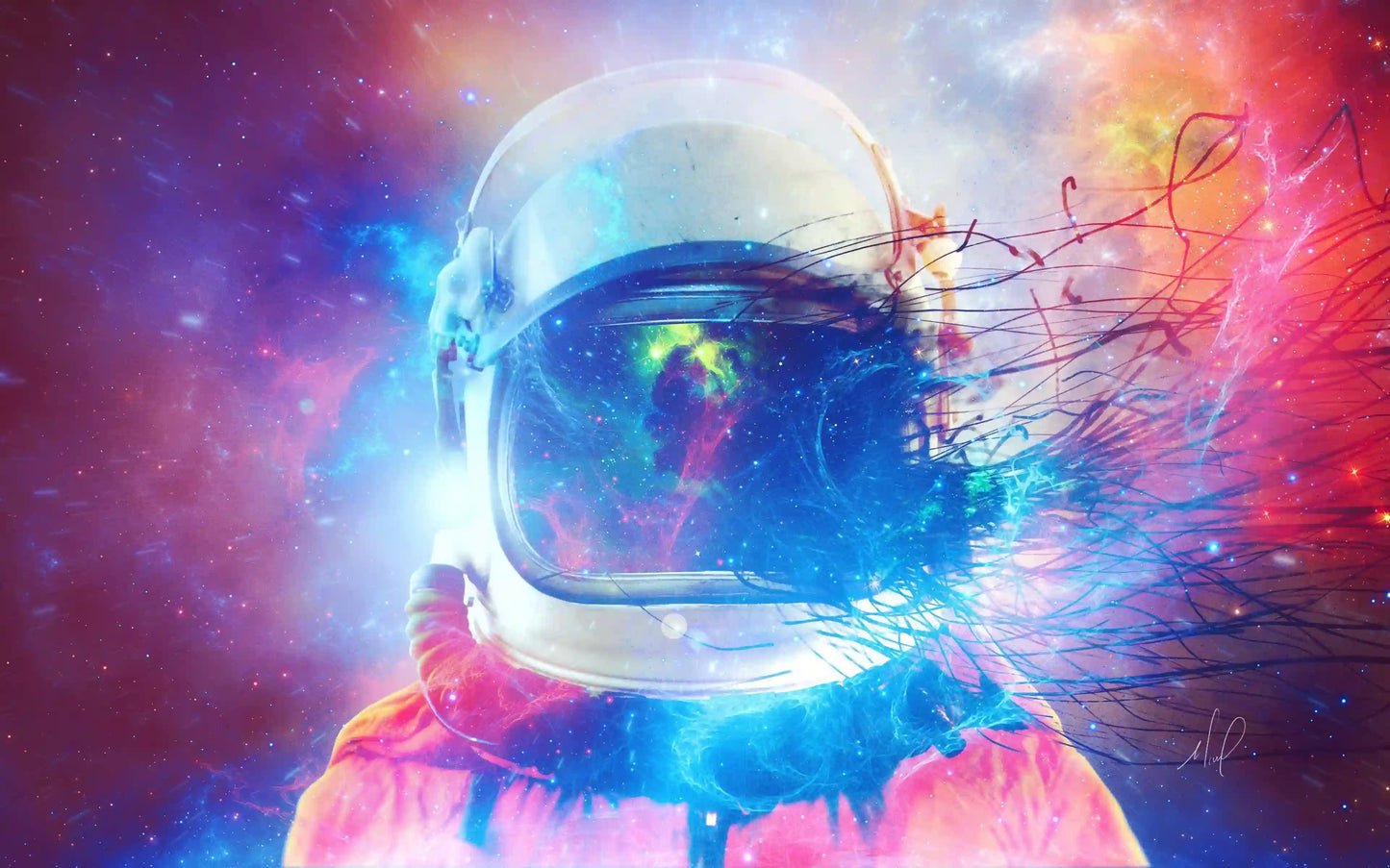 Astronaut Tempered Glass Print Wall, Home Decoration Glass