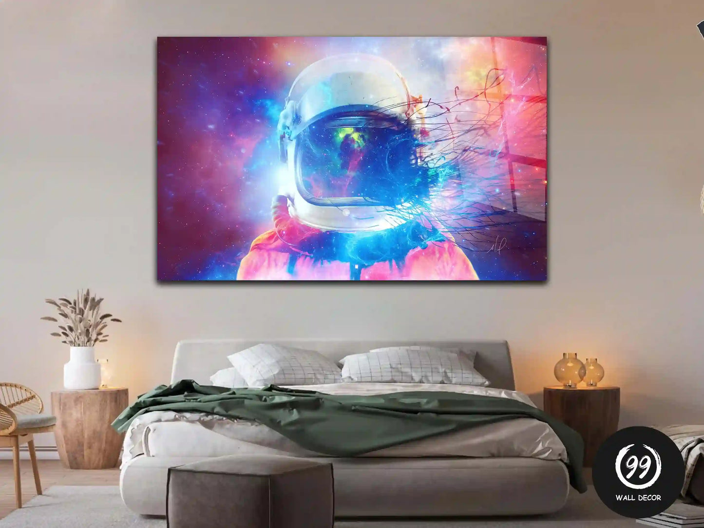 Astronaut Tempered Glass Print Wall, Home Decoration Glass