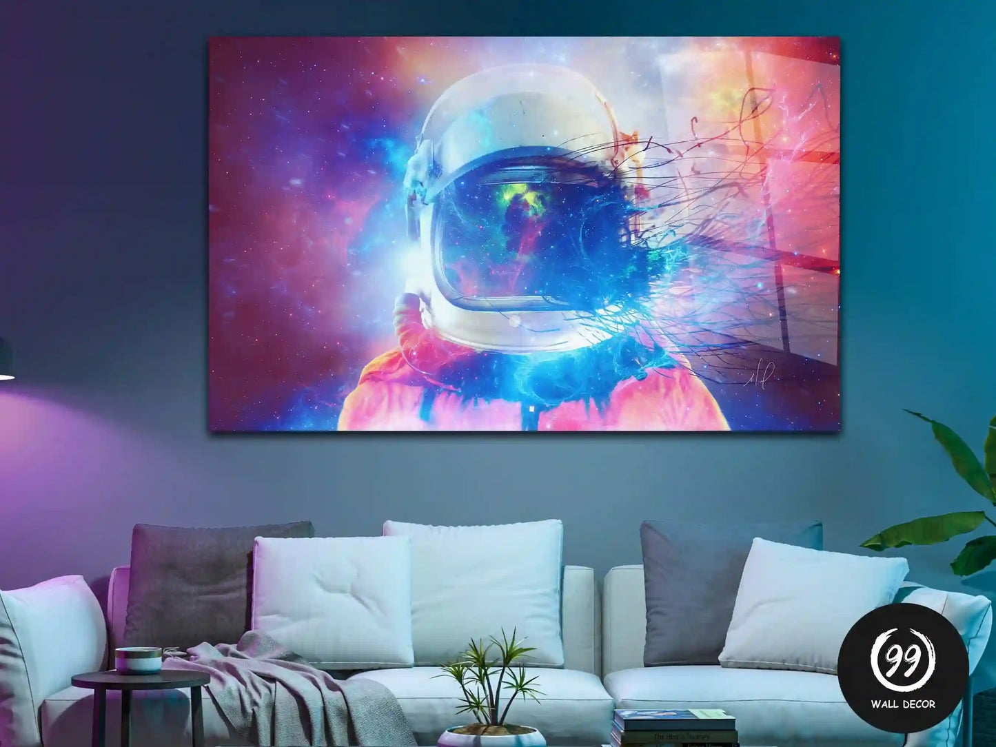 Astronaut Tempered Glass Print Wall, Home Decoration Glass