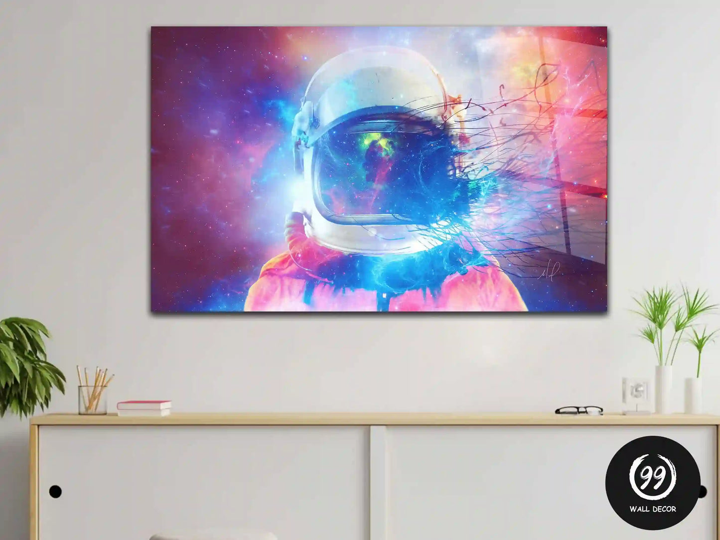 Astronaut Tempered Glass Print Wall, Home Decoration Glass