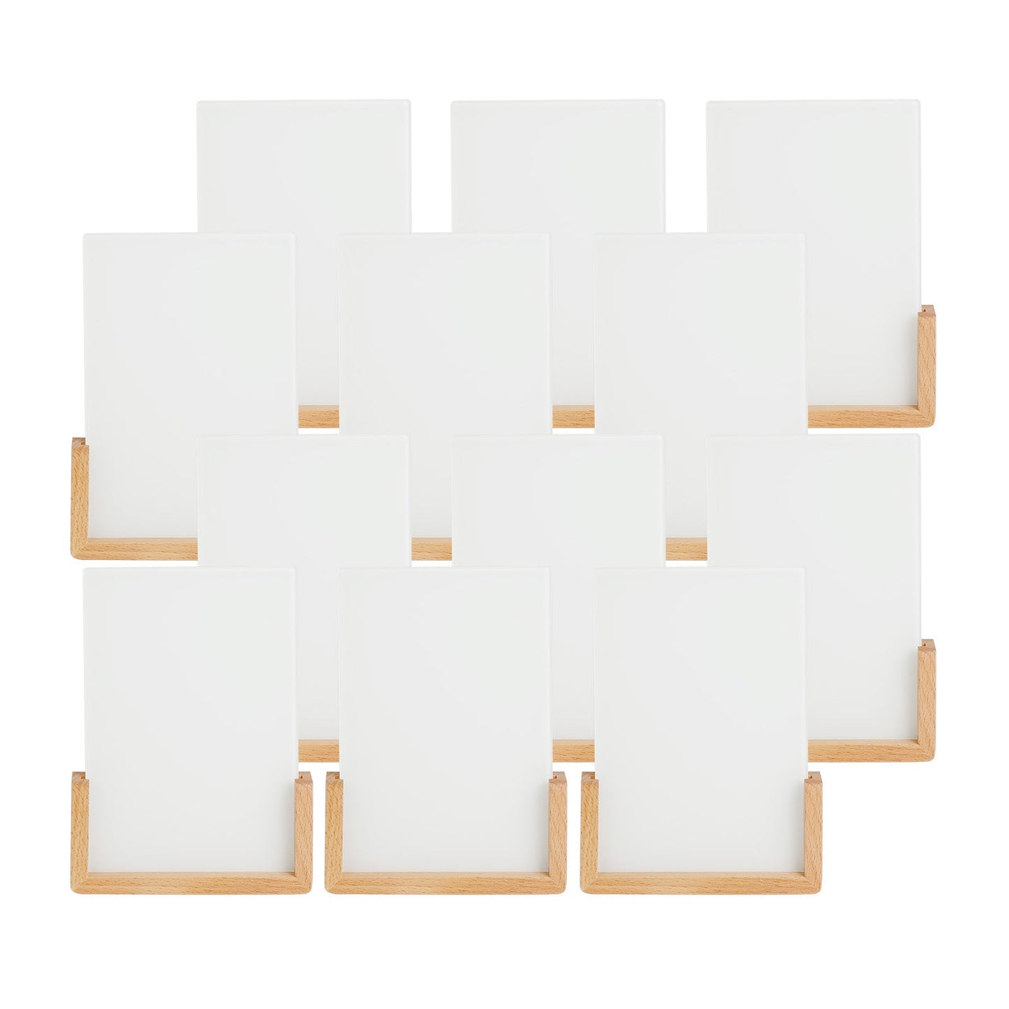 12 Pack Sublimation Night Lights Blanks LED Glass Photo Frames Panels Bulk White with Warm Light,with Wood Stand (3 Options)
