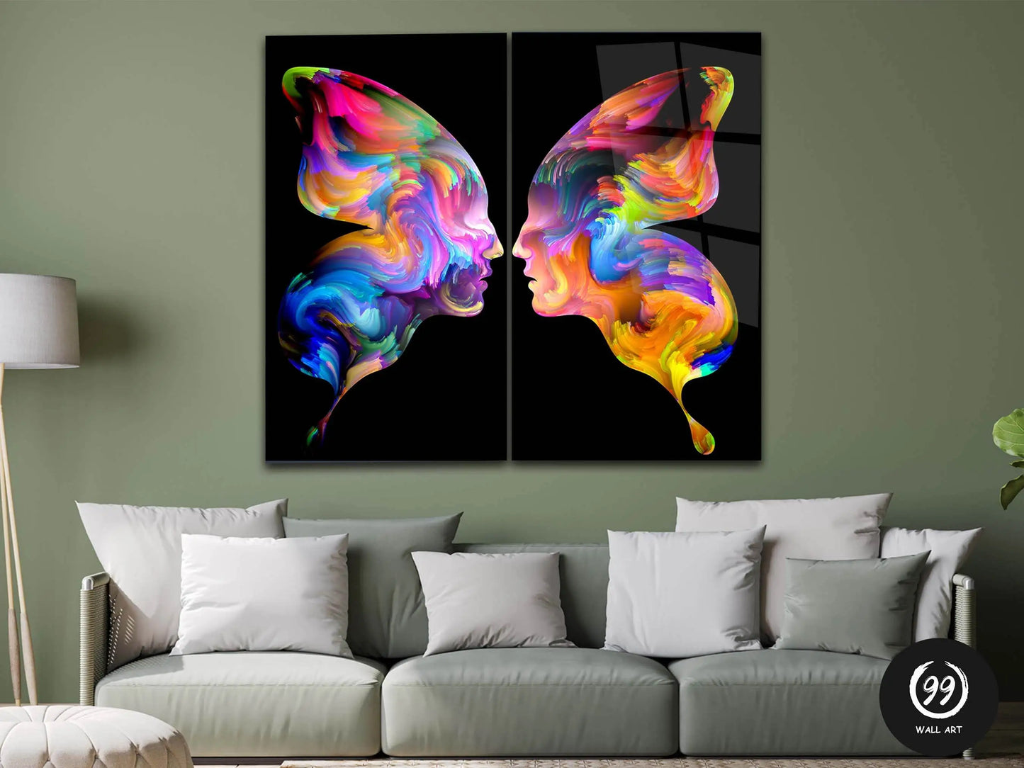Woman With Butterflies Wall Art, Tempered Glass Wall Art