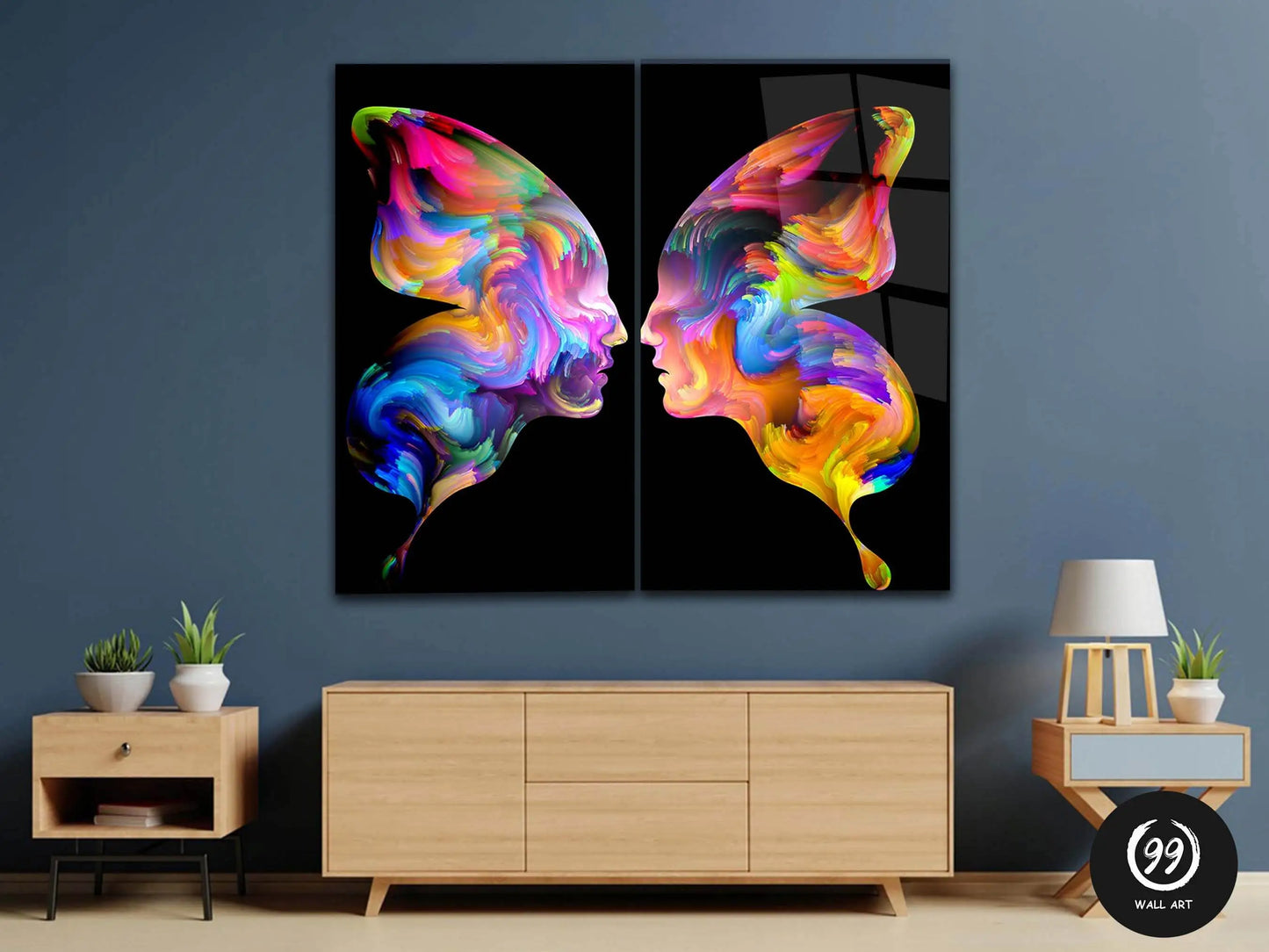 Woman With Butterflies Wall Art, Tempered Glass Wall Art