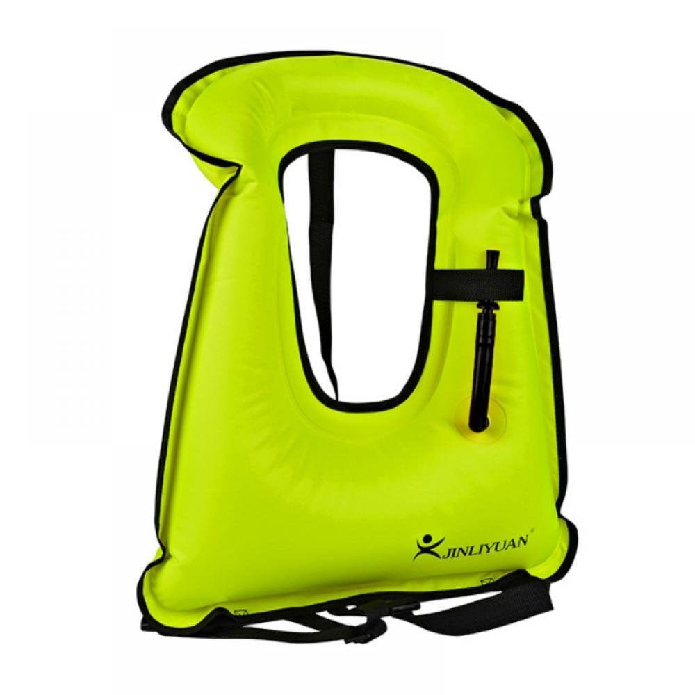 Adult Inflatable Snorkel Vest Snorkeling Jackets Free Diving Swimming Safety Load up to 220 Ibs