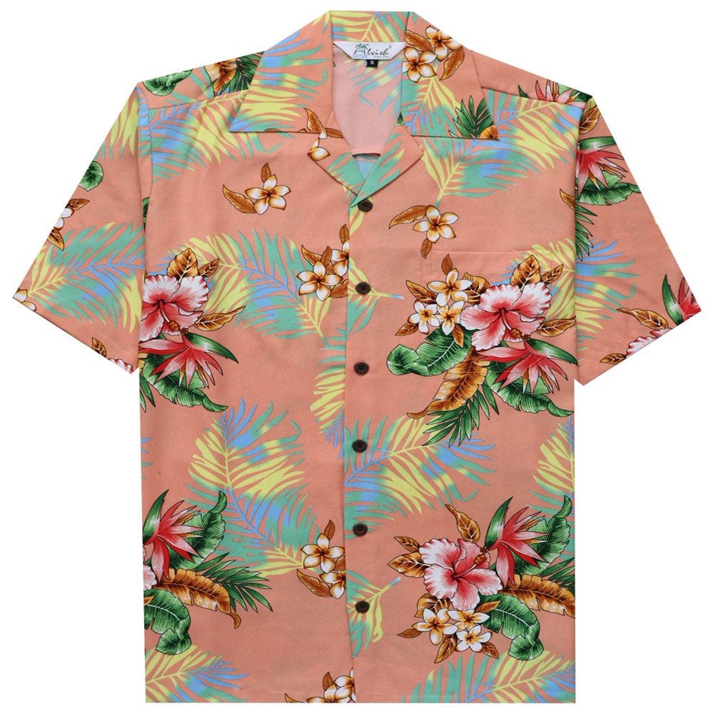 Alvish Hawaiian Shirt 54 Mens Flower Leaf Beach Aloha Party Casual Black S