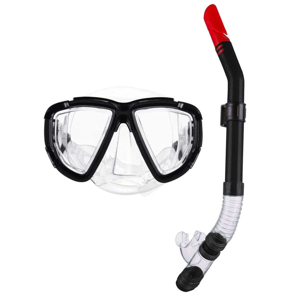 Anyprize Swim Mask and Snorkel for Kids, Blue Dry Snorkel Scuba Diving Mask for Child, anti Fog Lens and Soft Silicone Strap Waterproof Swim Goggles Set for Age 10+ with Enviromental PVC Mouthpiece