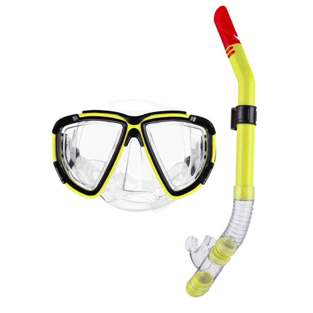 Anyprize Swim Mask and Snorkel for Kids, Blue Dry Snorkel Scuba Diving Mask for Child, anti Fog Lens and Soft Silicone Strap Waterproof Swim Goggles Set for Age 10+ with Enviromental PVC Mouthpiece