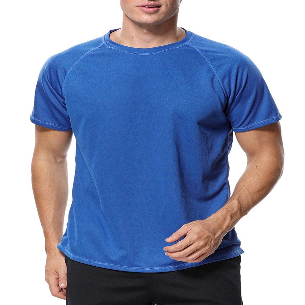 Attraco Men Short Sleeve Rash Guard Swimwear UPF 50+ Running Swimming Shirt Color Block