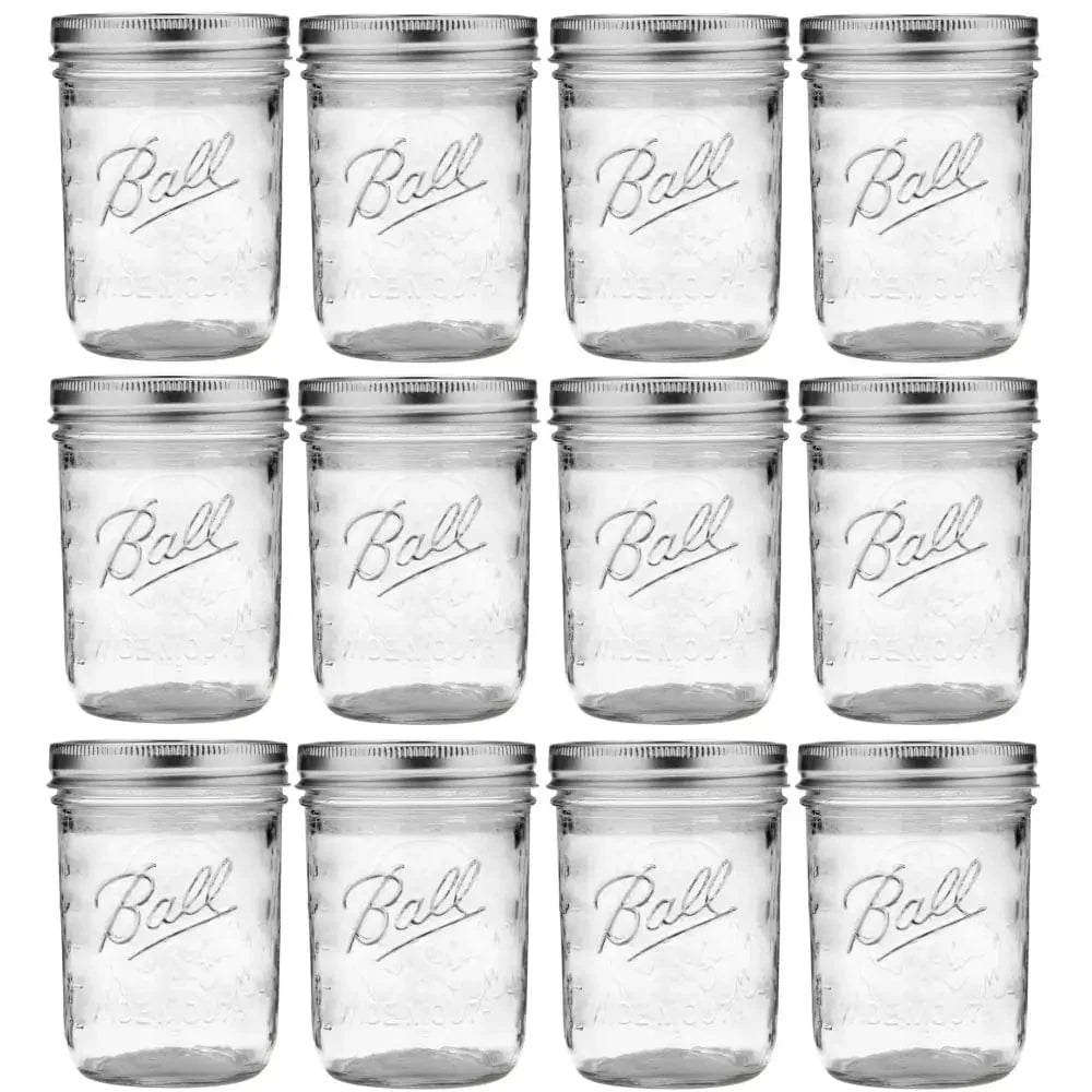 Ball Mason Jar Pint 475ml 16oz Wide Mouth - Set of 12