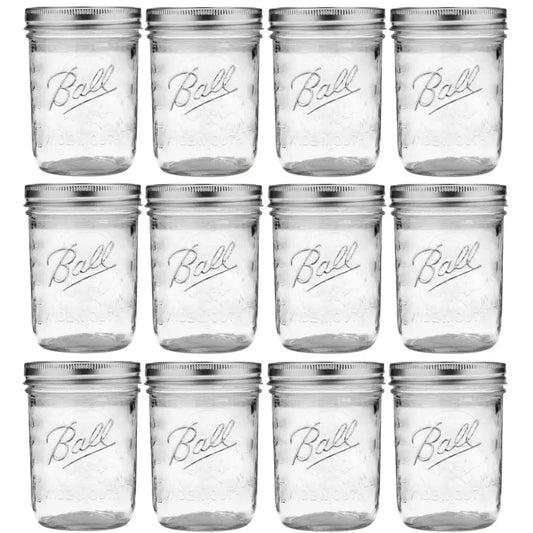 Ball Mason Jar Pint 475ml 16oz Wide Mouth - Set of 12