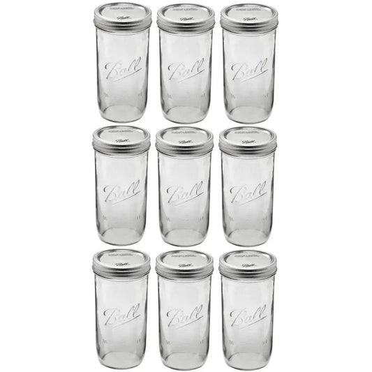Ball Mason Jar Pint & a Half 24oz 650ml Wide Mouth - Set of 9