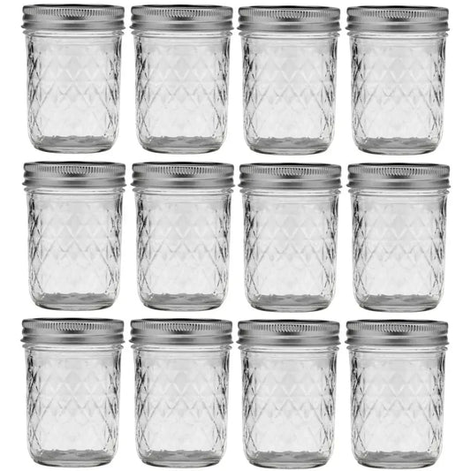 Ball Mason Jar Quilted Half Pint 240ml 8oz Regular Mouth - Set of 12