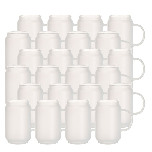Wholesale Sublimation Glass Beer Can Mug Frosted White With Handle 13 OZ 24 Pieces