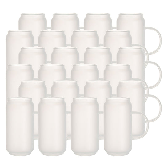 Wholesale Sublimation Glass Beer Can Mug Frosted White with Handle 18 OZ 24 Pieces