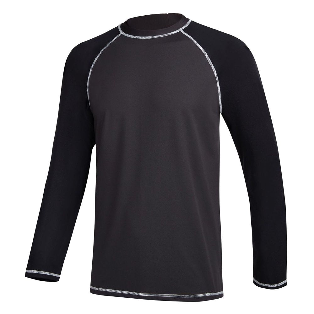 Yukaichen Men'S Long Sleeve Swim Shirts Rashguard UPF 50+ UV Sun Protection Shirt Athletic Workout Running Hiking T-Shirt Swimwear Blue L