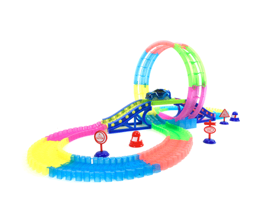 WonderPlay 27MHZ R/C Remote Control Car Track Glows in the Dark, Red/Blue