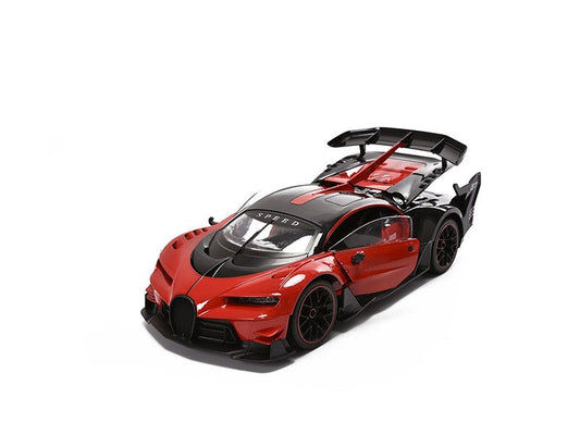 Wonderplay Super Car 1:12 Scale RC Remote Control Race Car w Lights, Rechargeable, Opening Doors and Rear, Blue or Red (2x AA)