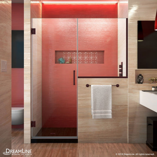 Unidoor Plus 64-64 1/2 in. W x 72 in. H Frameless Hinged Shower Door with 36 in. Half Panel in Oil Rubbed Bronze