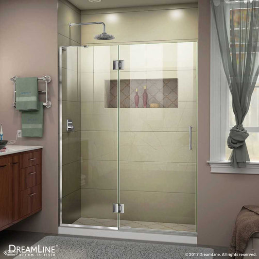 Unidoor-X 50 in. W x 72 in. H Frameless Hinged Shower Door in Chrome
