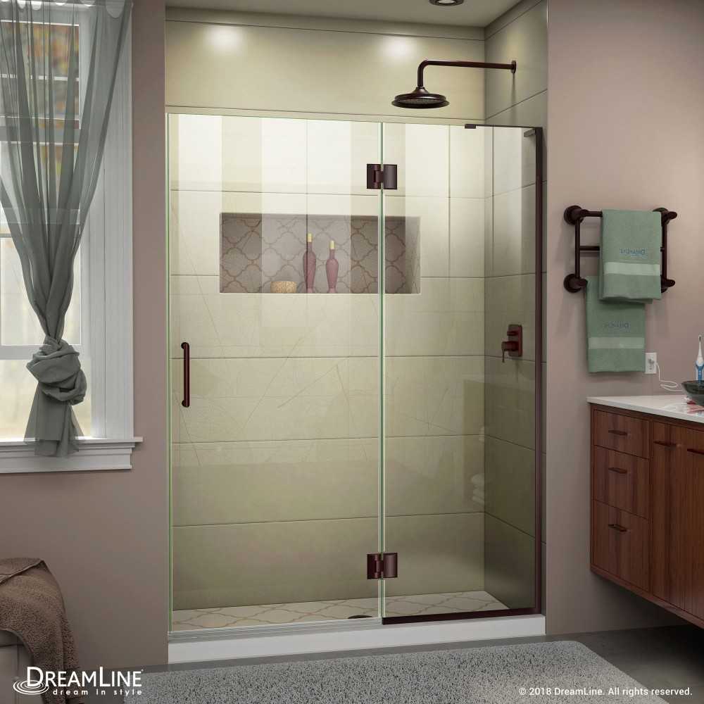 Unidoor-X 52 in. W x 72 in. H Frameless Hinged Shower Door in Oil Rubbed Bronze
