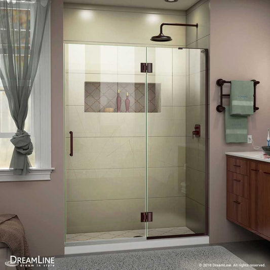 Unidoor-X 52 in. W x 72 in. H Frameless Hinged Shower Door in Oil Rubbed Bronze