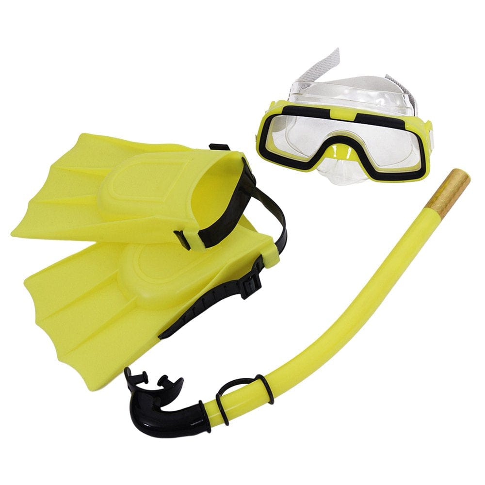 VEAREAR Children Kids 3Pcs Swimming Diving Goggles Snorkel Masks Snorkeling Flippers Set