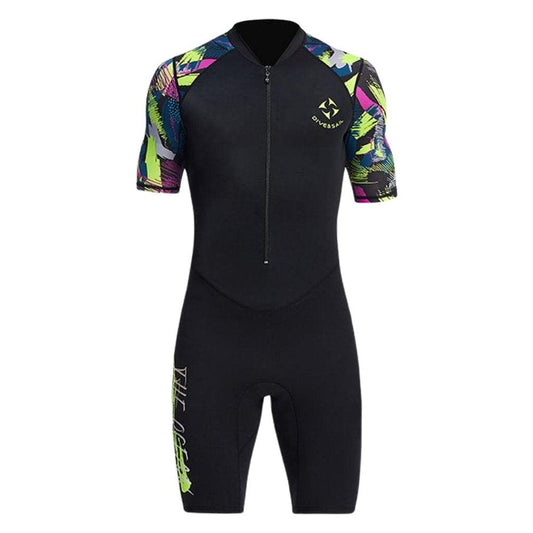 Wetsuit Men Women 1.5Mm Neoprene Warm Shorty Sleeve Cold Water Diving Wet Suit for Adult Ladies Diving Swim Scuba Surfing Sports Swimsuit M