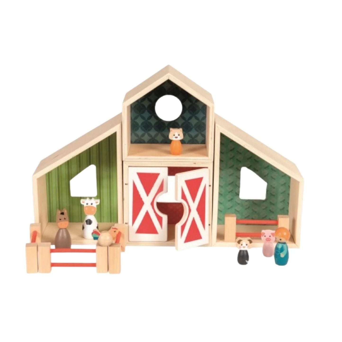 Wooden Farmhouse and Animal Playset