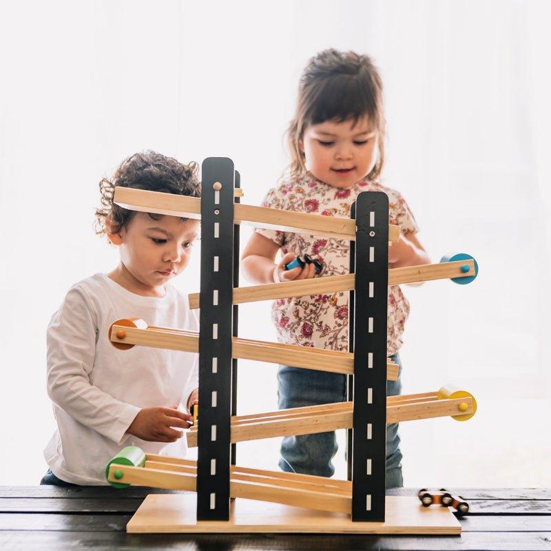 Wooden Fast Track With Four Cars For Kids