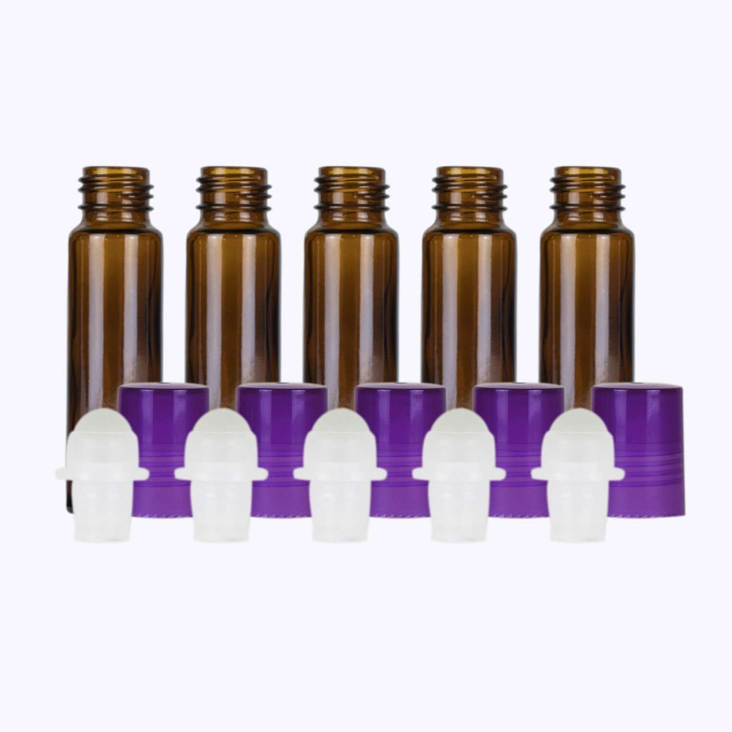 10 ml Amber Glass Roller Bottles (Flat of 150) Glass Roller Bottles Your Oil Tools Purple Plastic