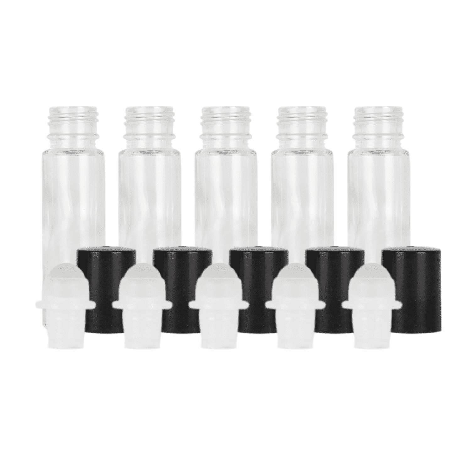 10 ml Clear Glass Roller Bottles (Flat of 150) Glass Roller Bottles Your Oil Tools Black Glass