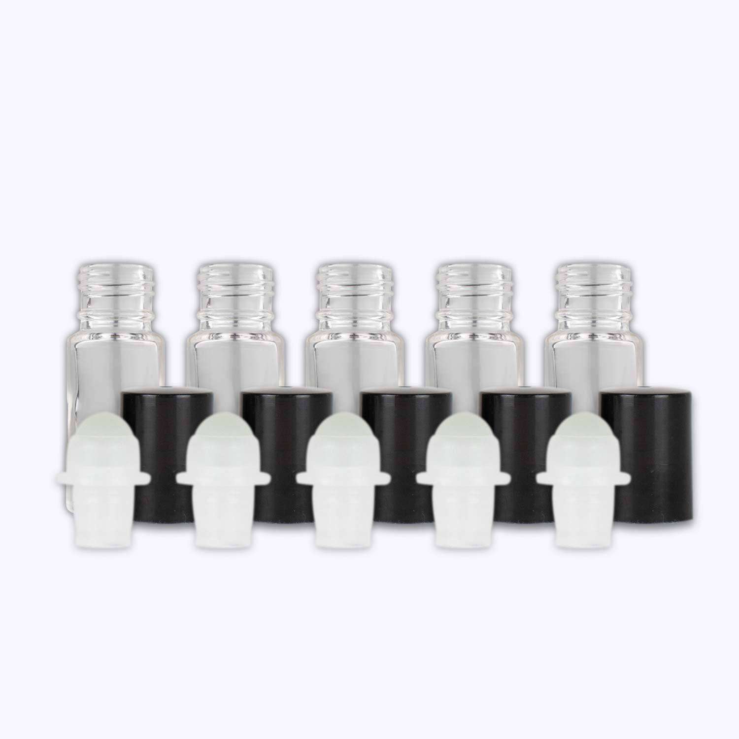 5 ml Clear Glass Roller Bottles (Flat of 150) Glass Roller Bottles Your Oil Tools Black Glass