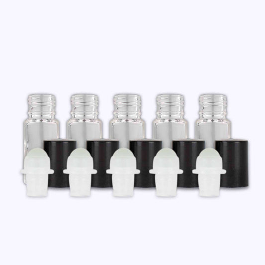 5 ml Clear Glass Roller Bottles (Flat of 150) Glass Roller Bottles Your Oil Tools Black Glass