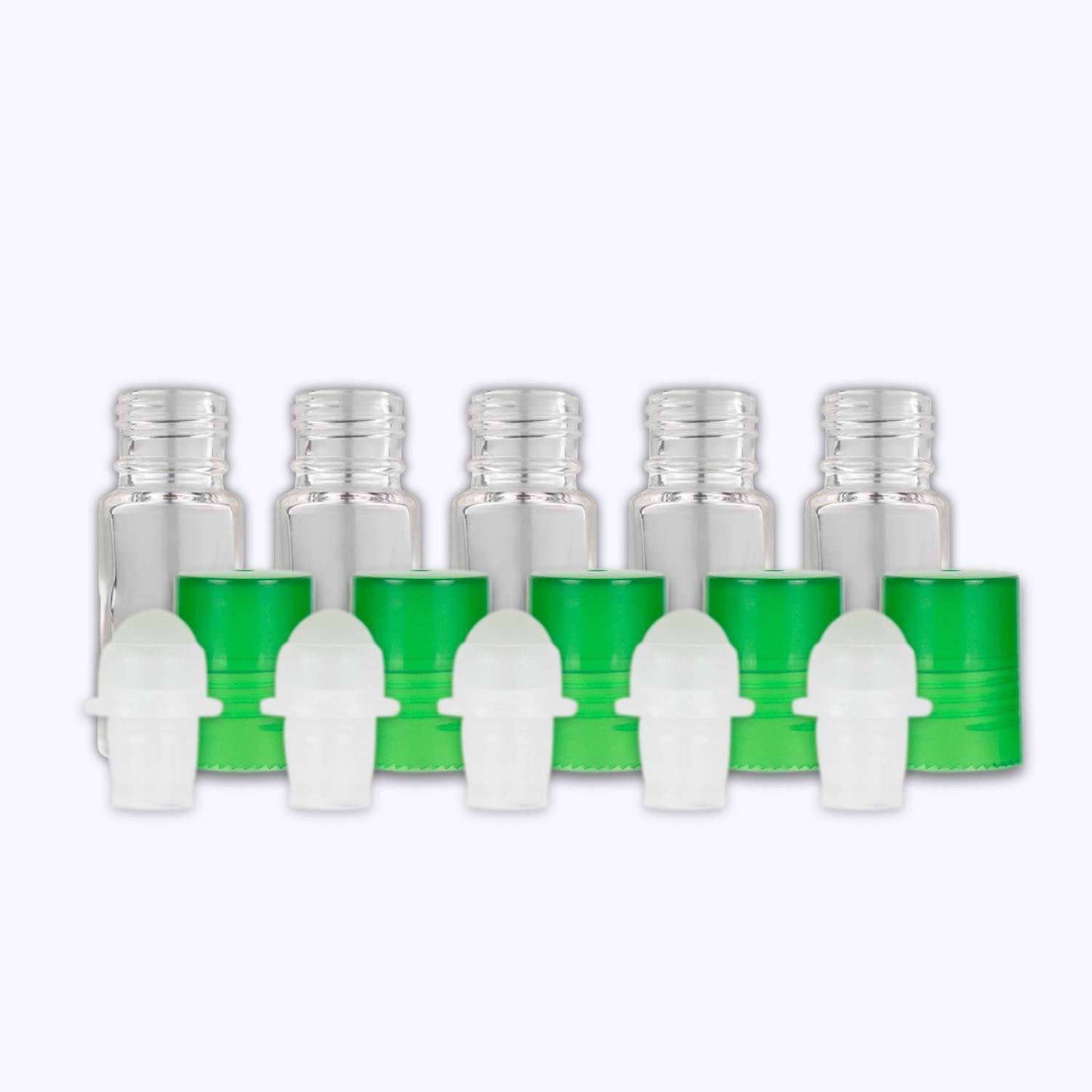 5 ml Clear Glass Roller Bottles (Flat of 150) Glass Roller Bottles Your Oil Tools Green Glass