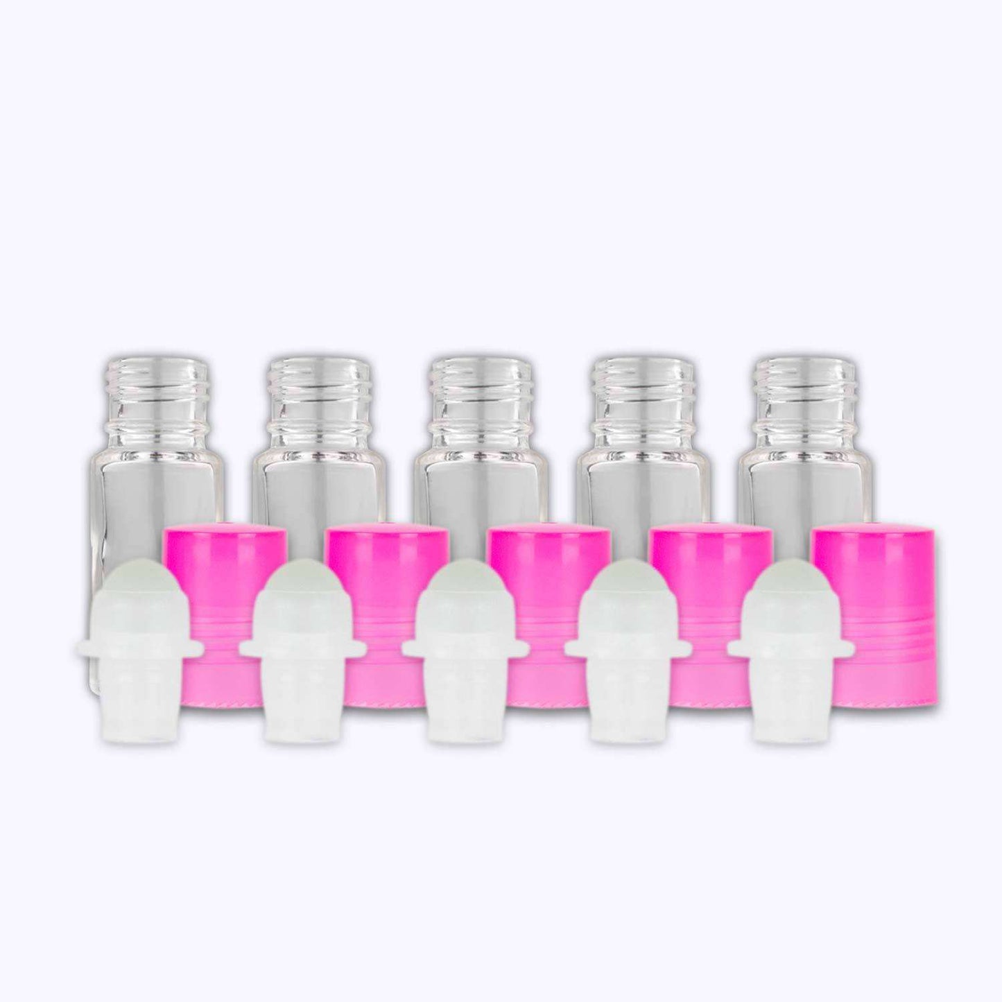 5 ml Clear Glass Roller Bottles (Flat of 150) Glass Roller Bottles Your Oil Tools Pink Glass