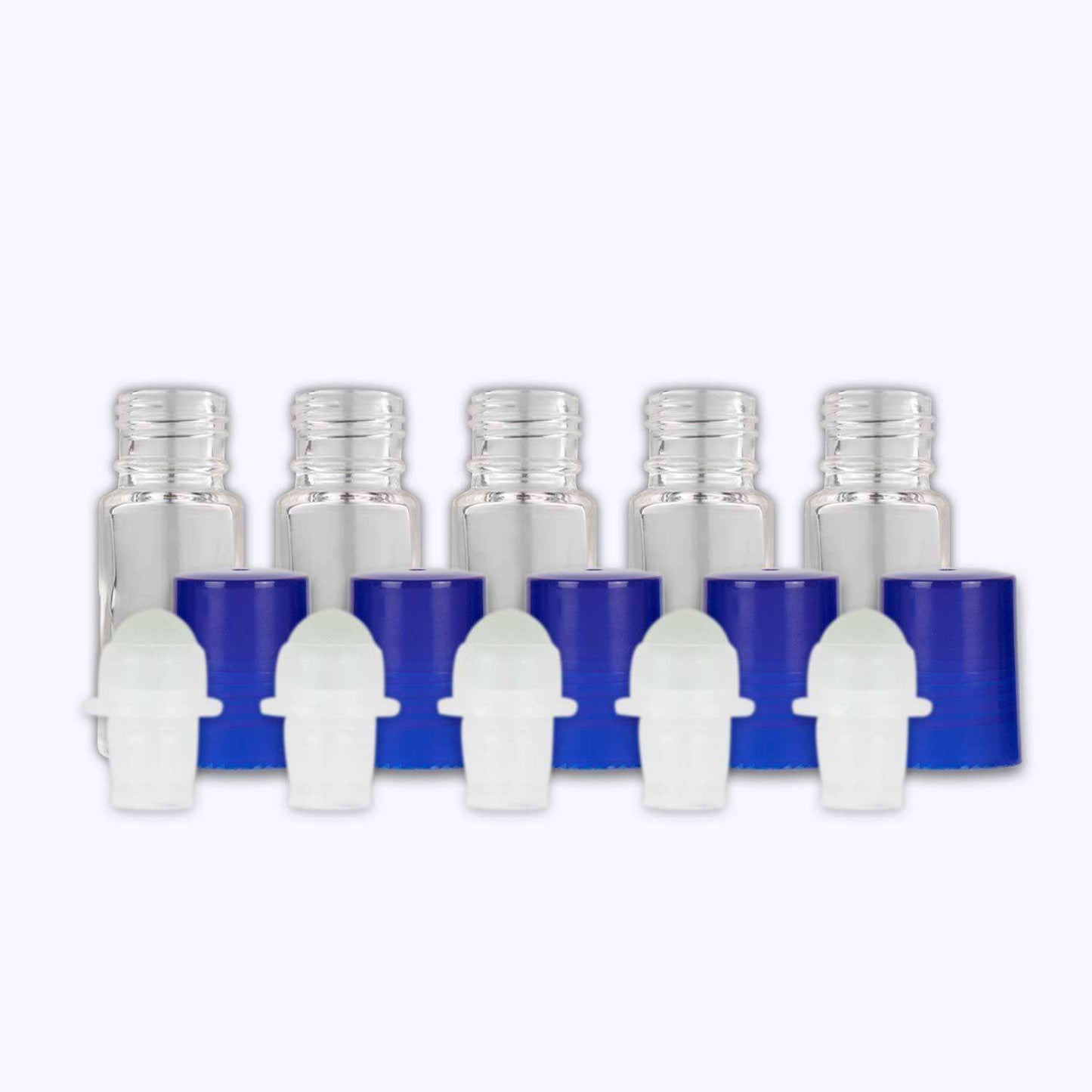 5 ml Clear Glass Roller Bottles (Flat of 150) Glass Roller Bottles Your Oil Tools Blue Glass