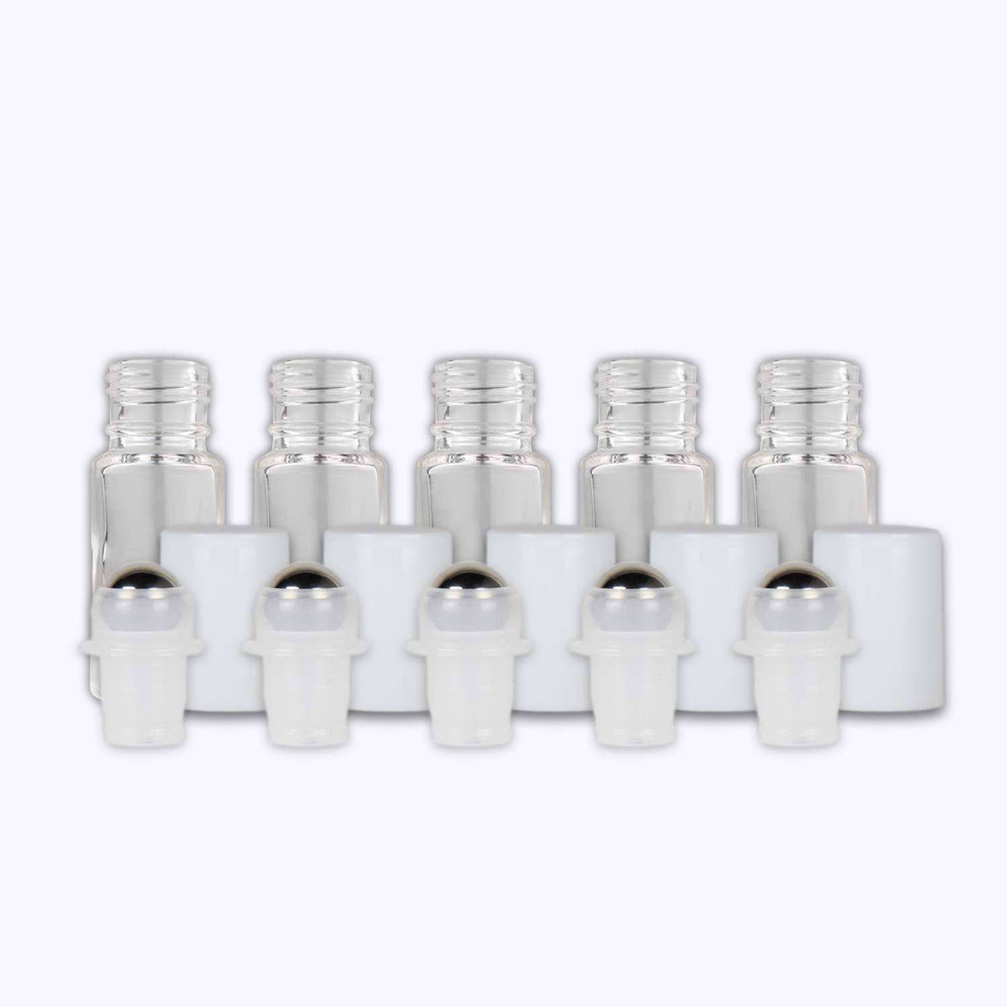 5 ml Clear Glass Roller Bottles (Flat of 150) Glass Roller Bottles Your Oil Tools White Stainless